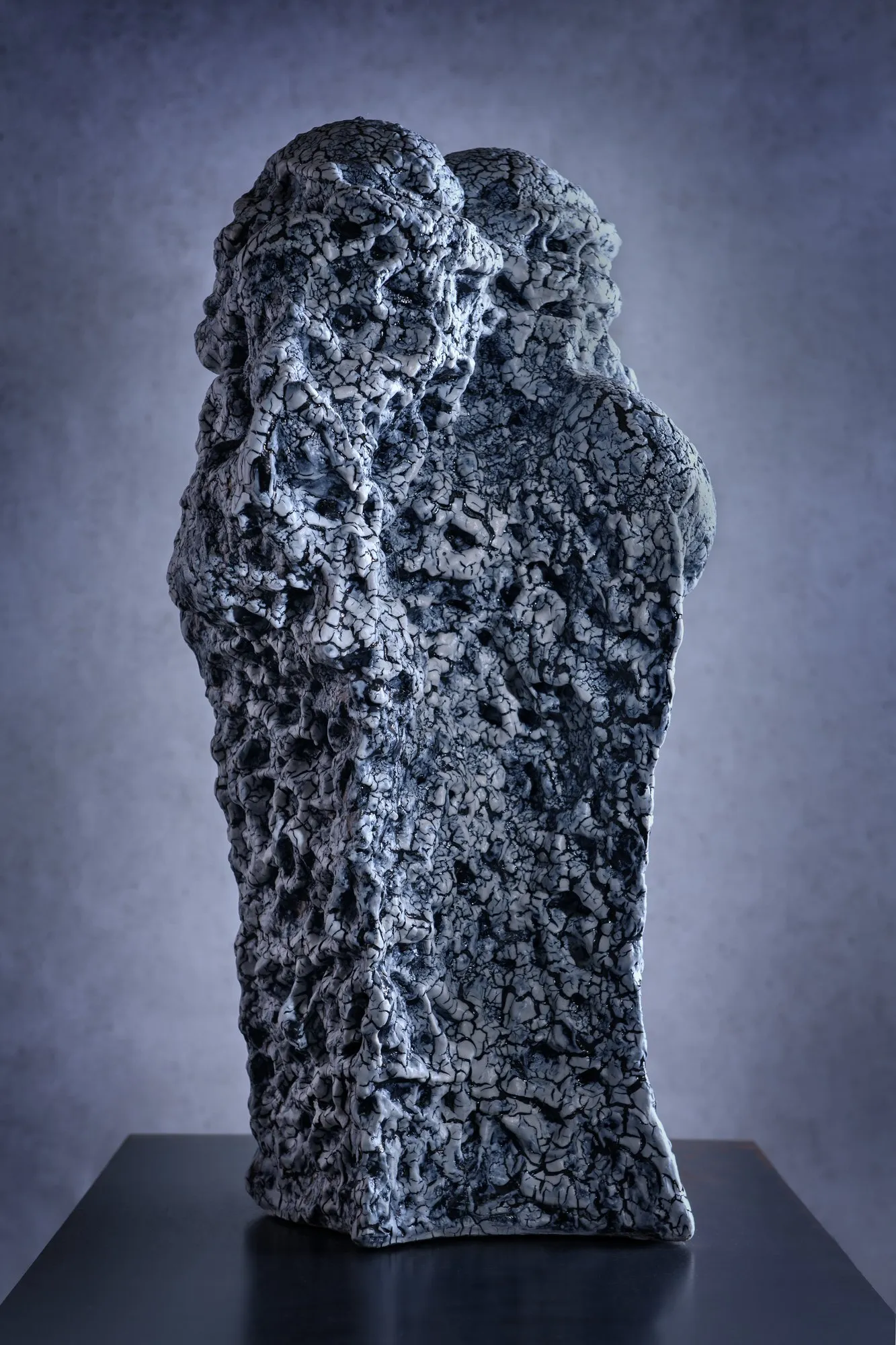 Massive figure with a dense cobalt crackle