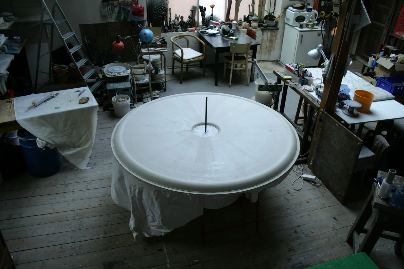 Round fountain top in the studio